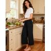GYS Bamboo Viscose Wide Leg Palazzo Cropped Pants, High Waist Capris Cloud-Soft Pajama Pants with Pockets, Flowy Yoga Pants(Black)