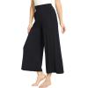 GYS Bamboo Viscose Wide Leg Palazzo Cropped Pants, High Waist Capris Cloud-Soft Pajama Pants with Pockets, Flowy Yoga Pants(Black)