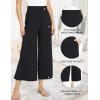 GYS Bamboo Viscose Wide Leg Palazzo Cropped Pants, High Waist Capris Cloud-Soft Pajama Pants with Pockets, Flowy Yoga Pants(Black)