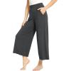 GYS Bamboo Viscose Wide Leg Palazzo Cropped Pants, High Waist Capris Cloud-Soft Pajama Pants with Pockets, Flowy Yoga Pants(Dark Grey)