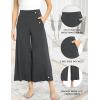 GYS Bamboo Viscose Wide Leg Palazzo Cropped Pants, High Waist Capris Cloud-Soft Pajama Pants with Pockets, Flowy Yoga Pants(Dark Grey)