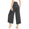 GYS Bamboo Viscose Wide Leg Palazzo Cropped Pants, High Waist Capris Cloud-Soft Pajama Pants with Pockets, Flowy Yoga Pants(Dark Grey)