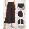 GYS Bamboo Viscose Wide Leg Palazzo Cropped Pants, High Waist Capris Cloud-Soft Pajama Pants with Pockets, Flowy Yoga Pants(Espresso)