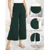 GYS Bamboo Viscose Wide Leg Palazzo Cropped Pants, High Waist Capris Cloud-Soft Pajama Pants with Pockets, Flowy Yoga Pants(Green)
