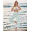 GYS Bamboo Viscose Wide Leg Palazzo Cropped Pants, High Waist Capris Cloud-Soft Pajama Pants with Pockets, Flowy Yoga Pants(Green Leopard)