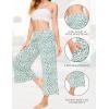 GYS Bamboo Viscose Wide Leg Palazzo Cropped Pants, High Waist Capris Cloud-Soft Pajama Pants with Pockets, Flowy Yoga Pants(Green Leopard)
