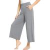 GYS Bamboo Viscose Wide Leg Palazzo Cropped Pants, High Waist Capris Cloud-Soft Pajama Pants with Pockets, Flowy Yoga Pants(Heather Grey)