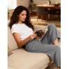 GYS Bamboo Viscose Wide Leg Palazzo Cropped Pants, High Waist Capris Cloud-Soft Pajama Pants with Pockets, Flowy Yoga Pants(Heather Grey)