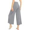 GYS Bamboo Viscose Wide Leg Palazzo Cropped Pants, High Waist Capris Cloud-Soft Pajama Pants with Pockets, Flowy Yoga Pants(Heather Grey)