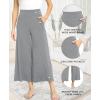 GYS Bamboo Viscose Wide Leg Palazzo Cropped Pants, High Waist Capris Cloud-Soft Pajama Pants with Pockets, Flowy Yoga Pants(Heather Grey)