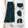 GYS Bamboo Viscose Wide Leg Palazzo Cropped Pants, High Waist Capris Cloud-Soft Pajama Pants with Pockets, Flowy Yoga Pants(Ink Blue)