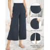 GYS Bamboo Viscose Wide Leg Palazzo Cropped Pants, High Waist Capris Cloud-Soft Pajama Pants with Pockets, Flowy Yoga Pants(Midnight Navy)