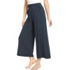 GYS Bamboo Viscose Wide Leg Palazzo Cropped Pants, High Waist Capris Cloud-Soft Pajama Pants with Pockets, Flowy Yoga Pants(Midnight Navy)
