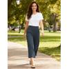 GYS Bamboo Viscose Wide Leg Palazzo Cropped Pants, High Waist Capris Cloud-Soft Pajama Pants with Pockets, Flowy Yoga Pants(Midnight Navy)