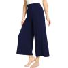 GYS Bamboo Viscose Wide Leg Palazzo Cropped Pants, High Waist Capris Cloud-Soft Pajama Pants with Pockets, Flowy Yoga Pants(Navy)