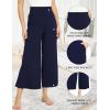 GYS Bamboo Viscose Wide Leg Palazzo Cropped Pants, High Waist Capris Cloud-Soft Pajama Pants with Pockets, Flowy Yoga Pants(Navy)