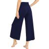 GYS Bamboo Viscose Wide Leg Palazzo Cropped Pants, High Waist Capris Cloud-Soft Pajama Pants with Pockets, Flowy Yoga Pants(Navy)