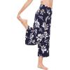 GYS Bamboo Viscose Wide Leg Palazzo Cropped Pants, High Waist Capris Cloud-Soft Pajama Pants with Pockets, Flowy Yoga Pants(Navy Floral)