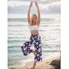 GYS Bamboo Viscose Wide Leg Palazzo Cropped Pants, High Waist Capris Cloud-Soft Pajama Pants with Pockets, Flowy Yoga Pants(Navy Peony)