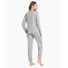 GYS Bamboo Viscose Womens Pajamas Set Long Sleeve V Neck Sleep Sets with Pockets(Heather Grey)