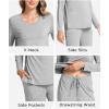 GYS Bamboo Viscose Womens Pajamas Set Long Sleeve V Neck Sleep Sets with Pockets(Heather Grey)