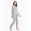 GYS Bamboo Viscose Womens Pajamas Set Long Sleeve V Neck Sleep Sets with Pockets(Heather Grey)