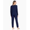 GYS Bamboo Viscose Womens Pajamas Set Long Sleeve V Neck Sleep Sets with Pockets(Navy)