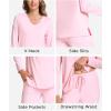 GYS Bamboo Viscose Womens Pajamas Set Long Sleeve V Neck Sleep Sets with Pockets(Pink)