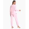 GYS Bamboo Viscose Womens Pajamas Set Long Sleeve V Neck Sleep Sets with Pockets(Pink)