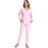 GYS Bamboo Viscose Womens Pajamas Set Long Sleeve V Neck Sleep Sets with Pockets(Pink)