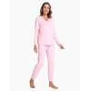 GYS Bamboo Viscose Womens Pajamas Set Long Sleeve V Neck Sleep Sets with Pockets(Pink)