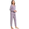 GYS Bamboo Viscose Womens Pajamas Set Long Sleeve V Neck Sleep Sets with Pockets(Violet)
