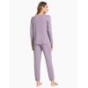 GYS Bamboo Viscose Womens Pajamas Set Long Sleeve V Neck Sleep Sets with Pockets(Violet)
