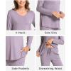 GYS Bamboo Viscose Womens Pajamas Set Long Sleeve V Neck Sleep Sets with Pockets(Violet)