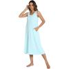 GYS Sleeveless Nightgowns for Women Soft Bamboo Viscose Night Shirts Tank Sleepwear with Pockets Long Sleep Dress(Aqua)