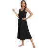 GYS Sleeveless Nightgowns for Women Soft Bamboo Viscose Night Shirts Tank Sleepwear with Pockets Long Sleep Dress(Black)