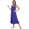 GYS Sleeveless Nightgowns for Women Soft Bamboo Viscose Night Shirts Tank Sleepwear with Pockets Long Sleep Dress(Blue Violet)