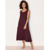 GYS Sleeveless Nightgowns for Women Soft Bamboo Viscose Night Shirts Tank Sleepwear with Pockets Long Sleep Dress(Ficus Red)