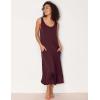 GYS Sleeveless Nightgowns for Women Soft Bamboo Viscose Night Shirts Tank Sleepwear with Pockets Long Sleep Dress(Ficus Red)