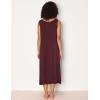 GYS Sleeveless Nightgowns for Women Soft Bamboo Viscose Night Shirts Tank Sleepwear with Pockets Long Sleep Dress(Ficus Red)