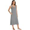 GYS Sleeveless Nightgowns for Women Soft Bamboo Viscose Night Shirts Tank Sleepwear with Pockets Long Sleep Dress(Heather Grey)