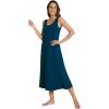 GYS Sleeveless Nightgowns for Women Soft Bamboo Viscose Night Shirts Tank Sleepwear with Pockets Long Sleep Dress(Ink Blue)