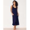 GYS Sleeveless Nightgowns for Women Soft Bamboo Viscose Night Shirts Tank Sleepwear with Pockets Long Sleep Dress(Navy)