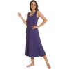 GYS Sleeveless Nightgowns for Women Soft Bamboo Viscose Night Shirts Tank Sleepwear with Pockets Long Sleep Dress(Purple)