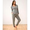 GYS Viscose from Bamboo Pajama Sets for Women Long Sleeve Sleepwear Soft Christmas Pjs Lounge Sets(Heather Grey Stripe)
