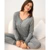 GYS Viscose from Bamboo Pajama Sets for Women Long Sleeve Sleepwear Soft Christmas Pjs Lounge Sets(Heather Grey Stripe)