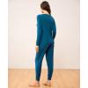 GYS Viscose from Bamboo Pajama Sets for Women Long Sleeve Sleepwear Soft Christmas Pjs Lounge Sets(Teal Blue)