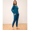GYS Viscose from Bamboo Pajama Sets for Women Long Sleeve Sleepwear Soft Christmas Pjs Lounge Sets(Teal Blue)