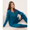 GYS Viscose from Bamboo Pajama Sets for Women Long Sleeve Sleepwear Soft Christmas Pjs Lounge Sets(Teal Blue)