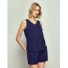 GYS Viscose from Bamboo Pajamas for Women V Neck Tank Top with Shorts Sleep Sets(Navy)